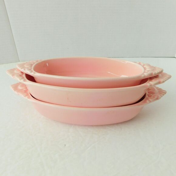 Miramar of California USA Pottery Pink Dishes Lot of 3 Vintage MCM Serving Candy - Picture 2 of 13